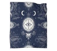 Carta del tarot Manta Cálida Y Transpirable Suave Estampada Para Acampar Al Aire Libre Luna Sun Stars Ojos Nubes Ethereal Waves Colcha Para Dormitorio Las Cuatro Estaciones 50x60inch(127x152cm)