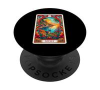 Carta del Tarot Siciliano Y Costa De Sicilia PopSockets PopGrip Adhesivo