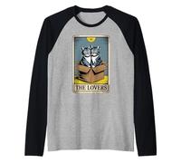Carta del Tarot The Lovers Cats Cudding Funny Cat Camiseta Manga Raglan