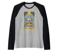 Carta del Tarot The Lovers Cats Cudding Funny Cat Camiseta Manga Raglan