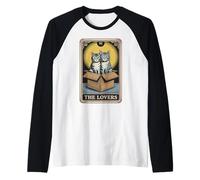 Carta del Tarot The Lovers Cats Cudding Funny Cat Camiseta Manga Raglan