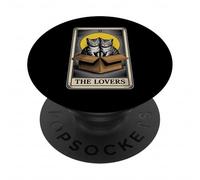 Carta del Tarot The Lovers Cats Cudding Funny Cat PopSockets PopGrip Adhesivo
