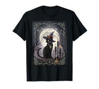Carta del tarot The Wich Cat Gothic Witchy Vibes para fiesta de Halloween Camiseta