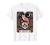 Carta del Tarot Zorro Muerte Bosque Brujo Luna Cráneo Oculto Naturaleza Camiseta