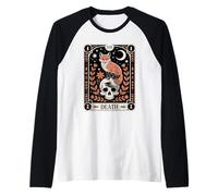 Carta del Tarot Zorro Muerte Bosque Brujo Luna Cráneo Oculto Naturaleza Camiseta Manga Raglan
