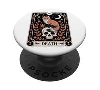 Carta del Tarot Zorro Muerte Bosque Brujo Luna Cráneo Oculto Naturaleza PopSockets PopGrip Adhesivo