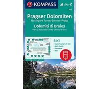 Carta escursionistica Kom 145. Pragser Dolomiten, Naturpark Fanes-Sennes-Prags, Dolomiti di Braies, Parco Naturale Fanes-Senes-Braies: 4in1 ... in der KOMPASS-App. Fahrradfahren. Skitouren.