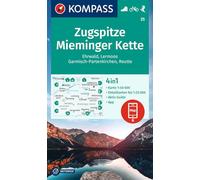 Carta escursionistica Kom 25. Zugspitze, Mieminger Kette, Ehrwald, Lermoos, Garmisch-Partenkirchen, Reutte: Wandelkaart Schaal 1 : 50.000 (Kompass Wanderkarten)