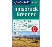 Carta escursionistica Kom 36. Innsbruck, Brenner: 5in1 Wanderkarte mit Panorama, Aktiv Guide und Detailkarten inklusive Karte zur offline Verwendung in der KOMPASS-App. Fahrradfahren. Skitouren.