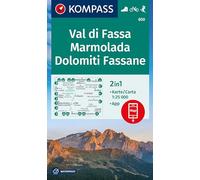 Carta escursionistica Kom 650. Val di Fassa. Marmolada, Dolomiti Fassane: markierte Wanderwege, Hütten, Radrouten