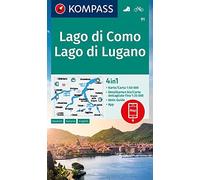 carta escursionistica KOM 91. Laghi settentrionali. Lago di Como, Lago di Lugano: 4in1 Wanderkarte mit Aktiv Guide und Detailkarten inklusive Karte ... Verwendung in der KOMPASS-App. Fahrradfahren.