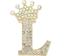 Carta inicial de la corona, alfiletes del broche de la carta, alfilete de las insignias de la solapa de la carta inicial de la corona de strass para las mujeres Trajes Vestido Abrigo (B)