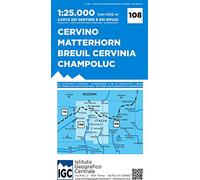 Carta n. 108 Cervino Matterhorn, Breuil Cervinia, Champoluc 1:25.000. Carta dei sentieri e dei rifugi: IGC Wanderkarte (Carta. Monti)