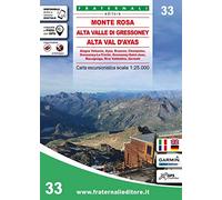 Carta n. 33. Monte Rosa, Alta Valle di Gressoney, Alta Val d'Ayas. Carta escursionistica 1:25.000 (wandelkaart)