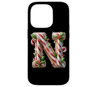 Carta N Joyful Holiday de bastón de Caramelo de Navidad Carcasa para iPhone 14 Pro