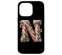 Carta N Joyful Holiday de bastón de Caramelo de Navidad Carcasa para iPhone 14 Pro MAX