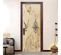 Carta NáUtica Antigua Pegatina Autoadhesiva para Puerta - Papel Pintado Mural 86x200 cm MarróN Impermeable y Removible, Pegatinas Decorativas para Baño, Cocina y Dormitorio
