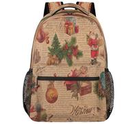 Carta Navideña Vintage De Papá Noel Mochila Informal Antirrobo Mochila Del Ordenador Ligera Mochilas Para Trabajo Colegio Viaje 29X40Cm