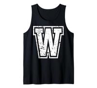 Carta W Nombre Inicial Monograma Varsity Alphabet cumpleaños Camiseta sin Mangas