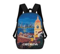 Cartagena Colombia Cityscape at Night Mochilas Impresas En 3D Para Niños, Mochila Escolar, Mochila Informal Para Exteriores, Mochila Informal De Moda Para Niños, Lindas Bolsas De Viaje 17inch