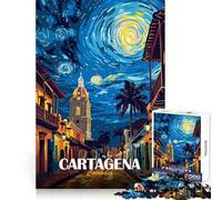 Cartagena, Colombia Paisaje Urbano Estrellado Rompecabezas para Adultos 1000 Piezas Desarrollo de Habilidades de razonamiento Ocio Relajante Arte de Corte preciso (38x52cm)