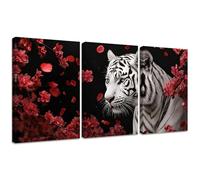 Cártamo DIY 5D Kit de Pintura de Diamante Completo para Adultos 50x65cm, Tigre Diamond Painting Redondo Mosaico Rhinestone de Punto de Cruz Arte Manualidades Decor de Pared del Hogar e Regalo 2S-1070