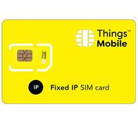Cartão SIM com IP estático para IOT e M2M - Things Mobile - com Cobertura Global, rede Multi-Operador GSM/2G/3G/4G LTE, sem Custos fixos, sem vencimento, com 10 € de crédito incluído