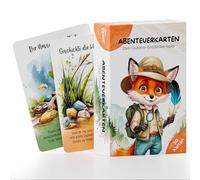 Cartas de aventura - Juego al aire libre para niños | 50 cartas de exploración para la naturaleza, juegos y experimentos | Empleo, juego educativo y búsqueda del tesoro para exteriores | Montessori
