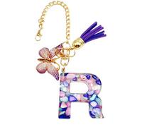 Cartas de copa, de mango de taza - de la bolsa de letras con mariposa y - Lindo llavero inicial de la taza moderna y moderna, joyería de botella de agua para decoración de mochila de compras al aire l