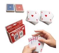 Cartas de juego Rummy, baraja de cartas francesas - 2 barajas de 52 cartas + 2 mate rojo/azul - Poker, escala 40, Bridge, Texas Hold'em, Burraco, Durak, Mau Mau, Skat, Canasta