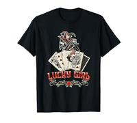 Cartas de Lucky Girl, estilo tatuaje, póker, blackjack, casino Camiseta