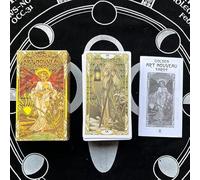 Cartas de oráculo del tarot con instrucciones en inglés, 2.8 x 4.7 pulgadas (Art Nouveau dorado)