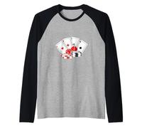 Cartas de póquer, fichas de Casino, Dados - Mano ganadora de Cuatro ases Camiseta Manga Raglan