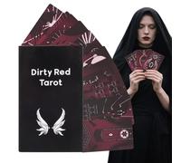 Cartas de tarot, juego de oráculo espiritual con temática roja, aventura de astrología vintage en tamaño estándar (10,7 x 6 cm), afirmación y cartas de adivinación diaria, 4.25 x 2.36