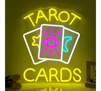 Cartas de tarot, letrero de neón psíquico para decoración de pared, tarjetas de tarot, letrero LED, letrero de neón de tarot, letrero de neón para tienda de tarot psíquico, letrero de luz de neón