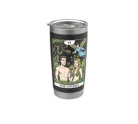Cartas de tarot para parejas de The Lovers, cómic retro, Garden of Eden Vaso térmico de acero inoxidable de doble pared
