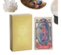 Cartas de tarot para principiantes, doradas, baraja de tarot única, oráculo, 10,3 x 6 cm, para afirmación espiritual, lectura, adivinación, aventura, exploración espiritual
