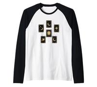 Cartas del Tarot Celestial Sol Luna Estrellas Místico Camiseta Manga Raglan