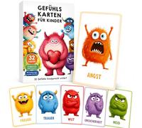 Cartas emociones Infantiles, Tarjetas de Emociones, 32 explicaciones adaptadas, Juegos educativos niños 1-3 años, Cartas rutinas niños Montessori para reconocer y entenderlas (Alemán)