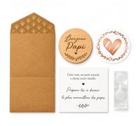 Carte Annonce Grossesse En Bois Bonjour Papi Avec Enveloppe Et Carte | Carta Annonce Grossesse en Bois Naturel, 4 cm, Avec Carte 5 X 7 Cm Et Enveloppe, Idéale Pour Surprendre Le Futur Papi