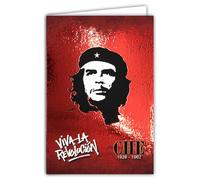 Carte CHE GUEVARA Viva la Revolution 1928-1967 Licencia oficial retrato color rojo brillante - Tarjeta abierta blanca 23 x 17 cm - Con sobres blancos 12 x 17,5 cm - Cumpleaños de retiro fiesta