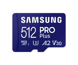 'CARTE DE MEMORIA SAMSUNG 512G MICRO SD PRO PLUS 2023 con adaptador SD 4K clase 10 Lectura 180 Mo/s Escritura 130 Mo/s MB-MD512SA/EU'