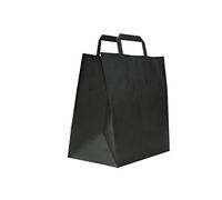 Carte Dozio - Lote de 50 bolsas de papel kraft con fondo cuadrado, color negro, asa plana, 27 x 17 x 29 cm
