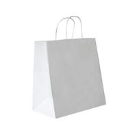Carte Dozio - Lote de 50 bolsas de papel kraft con fondo cuadro, color blanco, asa retorcida, 27 x 17 x 29 cm