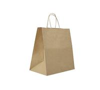 Carte Dozio - Lote de 50 bolsas de papel kraft con fondo cuadro, color habana, asa retorcida, 27 + 17 x 29 cm