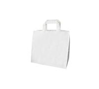 Carte Dozio - Shopper de Kraft con fondo cuadrado, color blanco, asa plana, 26 cm + 17 x 25 cm, 50 unidades