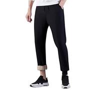 Carte Gendarmerie Nationale Pantalón de chándal para hombre, cordón elástico, cintura alta, color liso, forro polar, pantalones de salón de entrenamiento, Pijama Hombre Valentin, Le Noir, XL