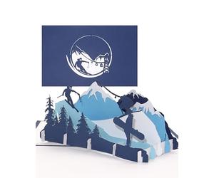 Carte pop-up"Ski & Snowboard" - Carte d'anniversaire 3D - Carte d'anniversaire de voyage - Invitation et bons pour la ski, les vacances et le snowboard