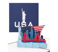 'Carte Pop Up"USA - Stars & Stripes - 3d Carte de vœux de souvenir, carte d'anniversaire, de voyage, de bons d'Städter eise New York & Vacances in den USA