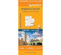 Carte Régionale South East England, Midlands, East Anglia: Wegenkaart Schaal 1 : 400.000